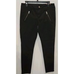 American Eagle Outfitters Women's Black Skinny Twill Pants Zipper Pockets